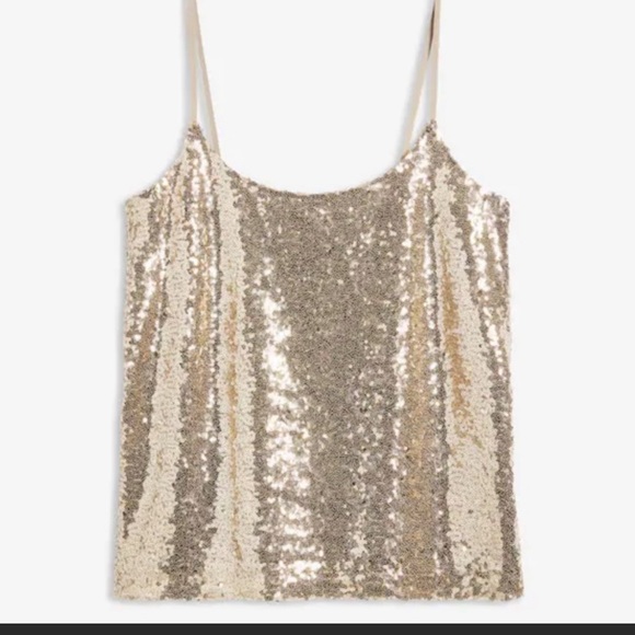 Joe Fresh gold sequin tank top 1X - Picture 2 of 5